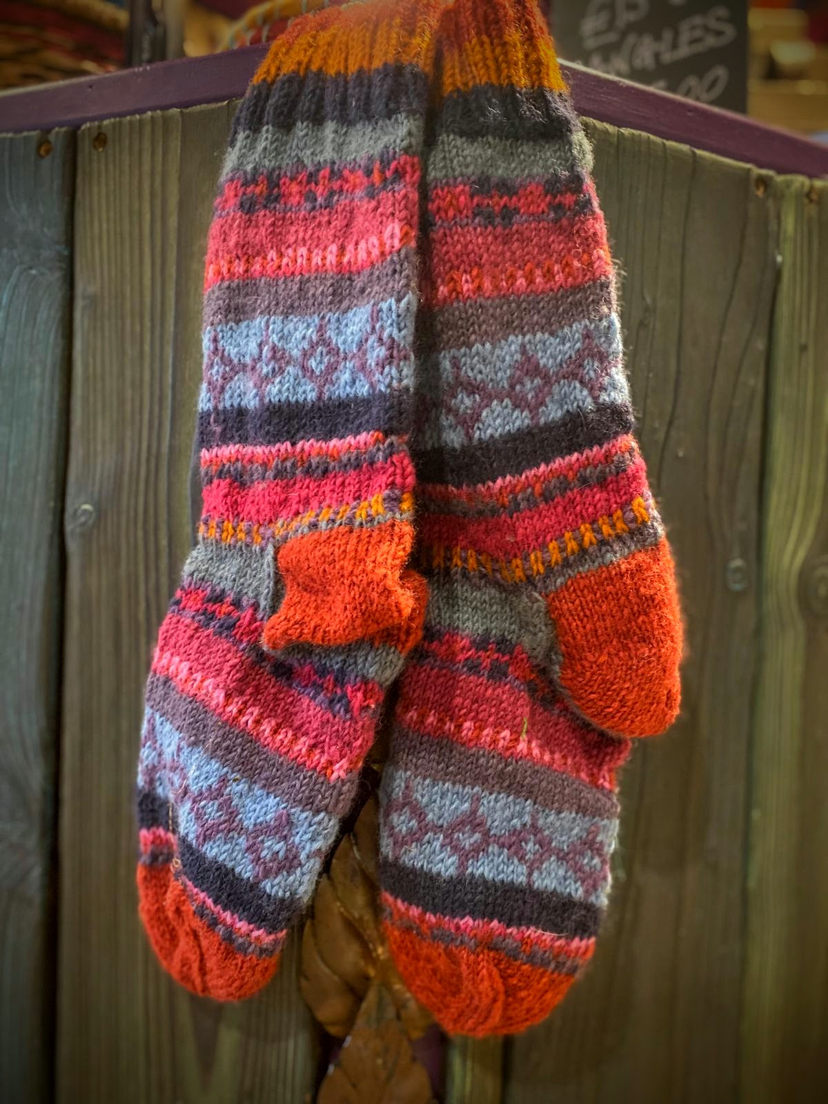 Pair Of Wool Socks -  Red & Orange