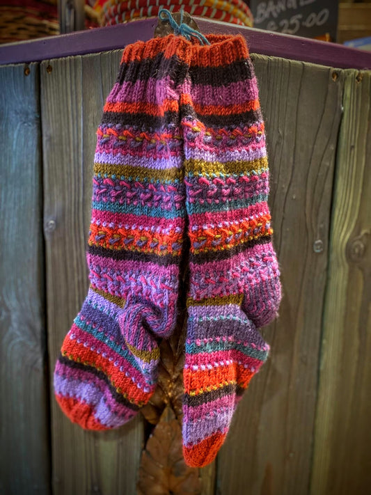 Pair Of Wool Socks - Orange & Black