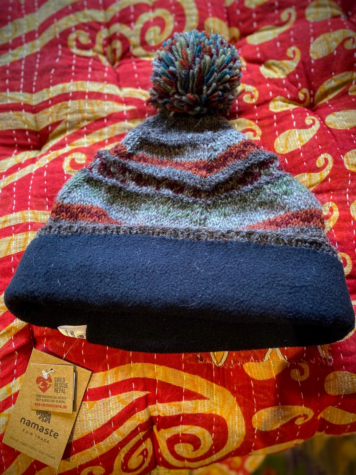 Fair Isle Hand Knitted Baggie Beanie