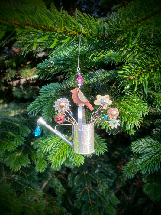 Bird Watering Can Ornament