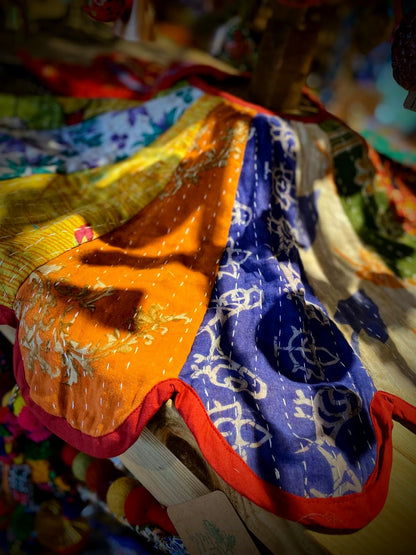 Recycled Kantha Patch Sari Tree Skirt