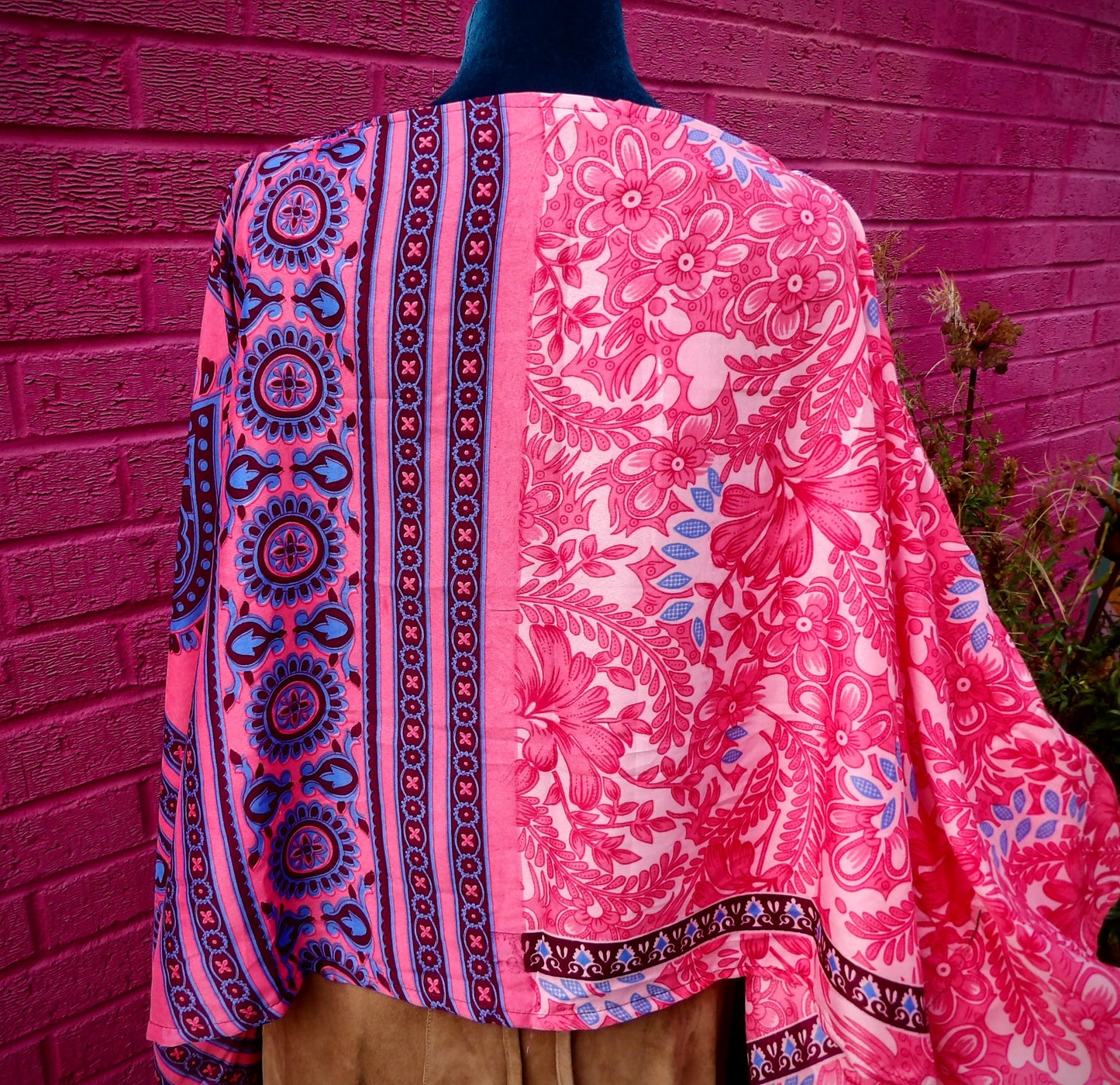 Sari Silk Poncho Top - Pink