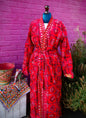 Embroidered Duster Coat - Red