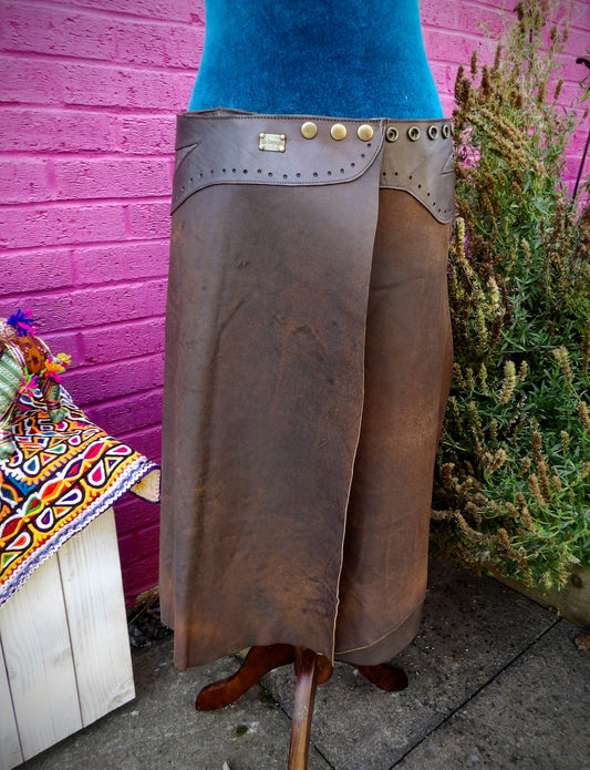 Midi Skirt 'boho' Leather -Brown