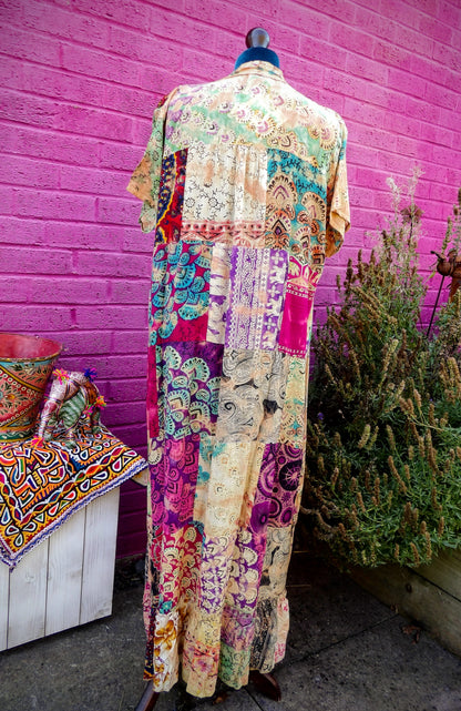 Natural Patchwork Long Dress