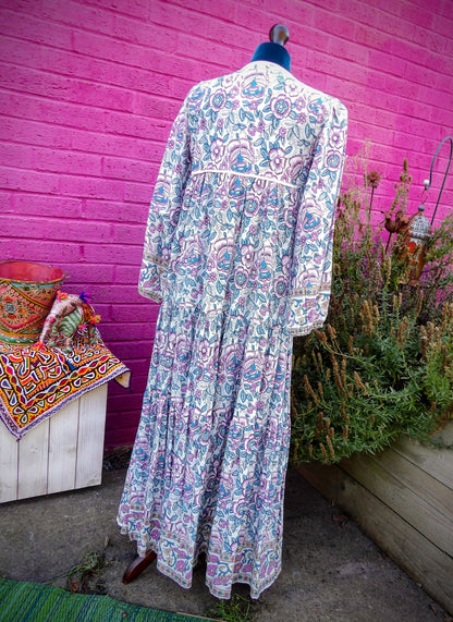 Purple Flower Tiered Caftan