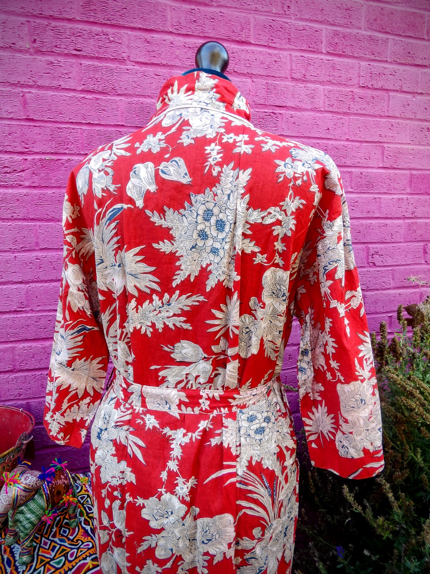 Indian Robes - Red & Beige Flowers