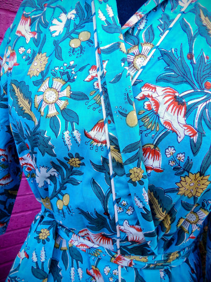 Indian Robes - Turquoise & Yellow Flowers