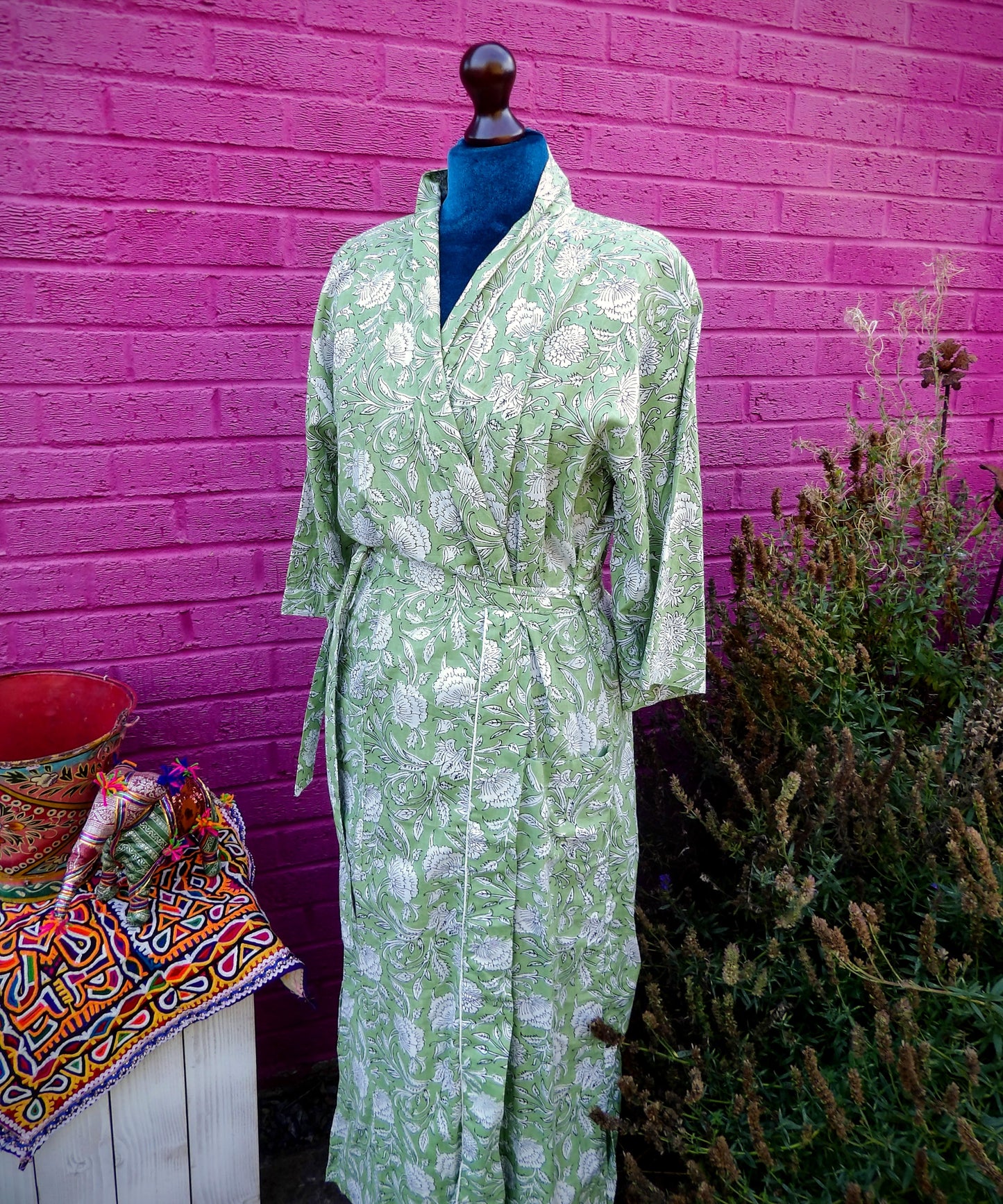 Indian Robes - Green & White