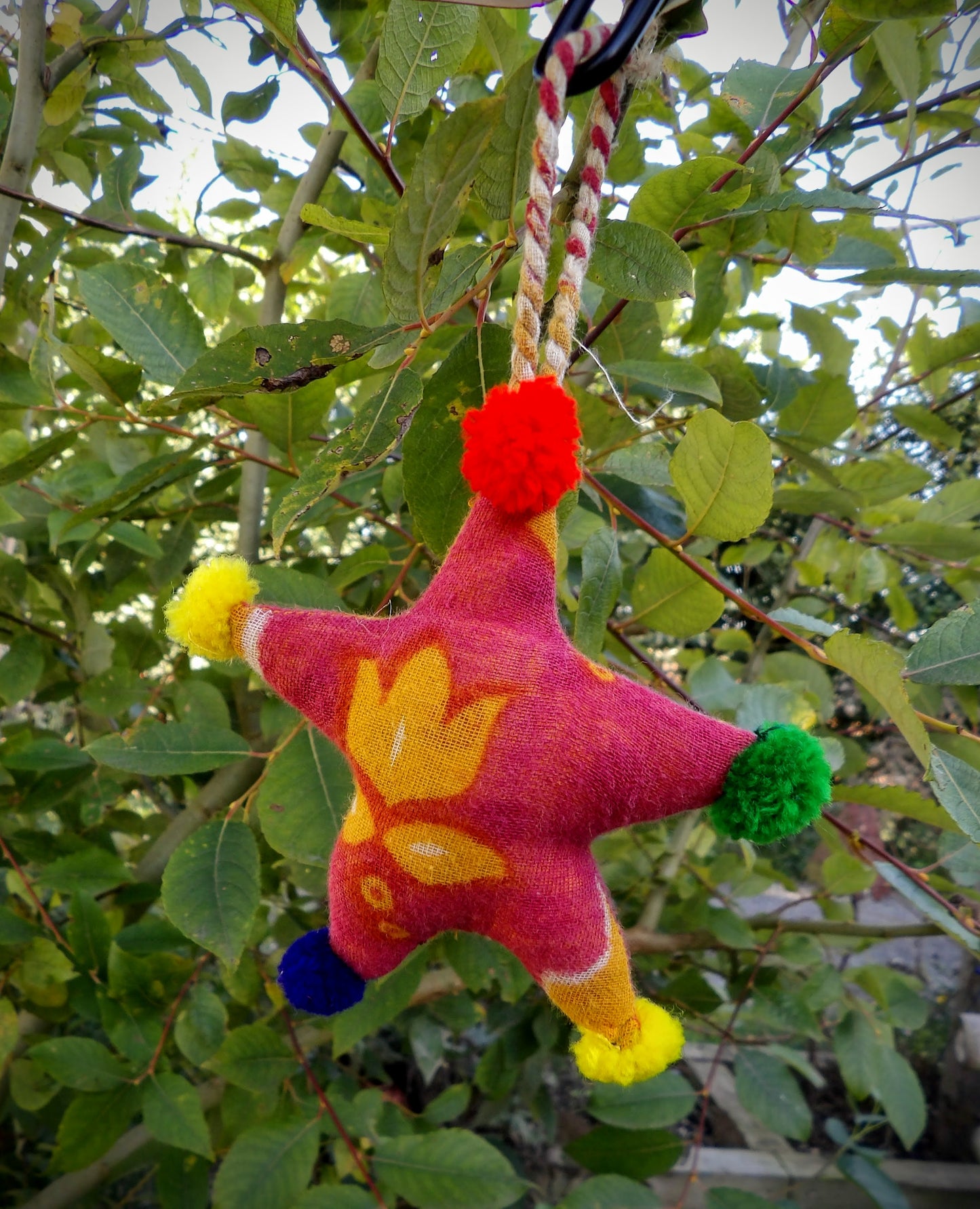 Recycled Sari Decoration Star Pompoms