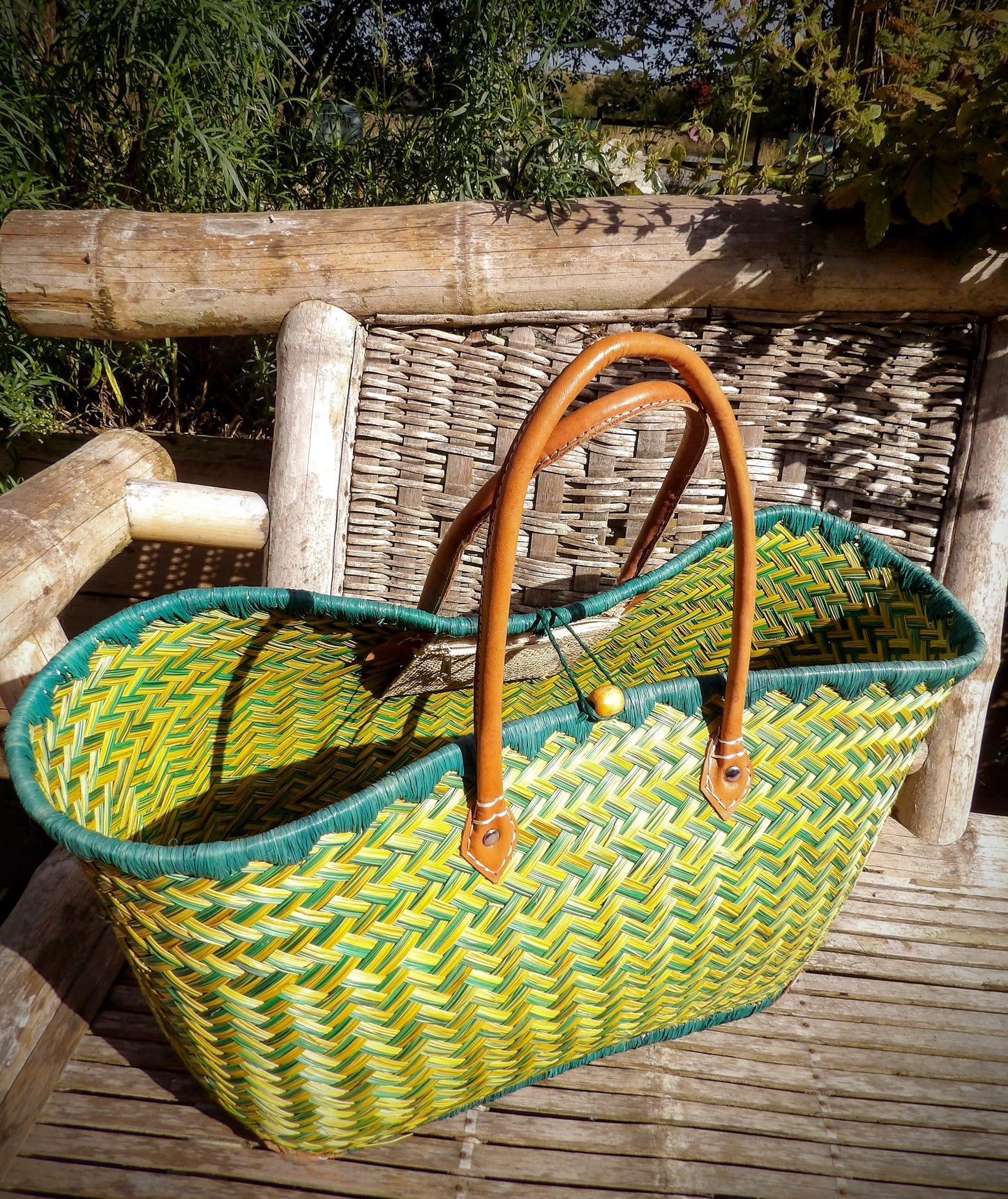 Large Deluxe Basket - Yellow & Turquoise