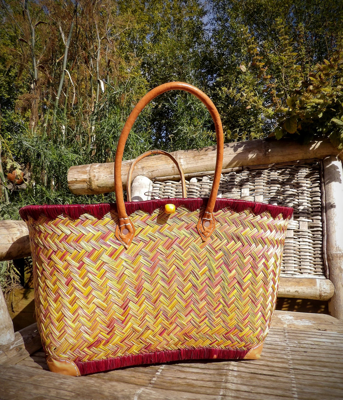 Large Deluxe Basket - Burgundy & Yellow