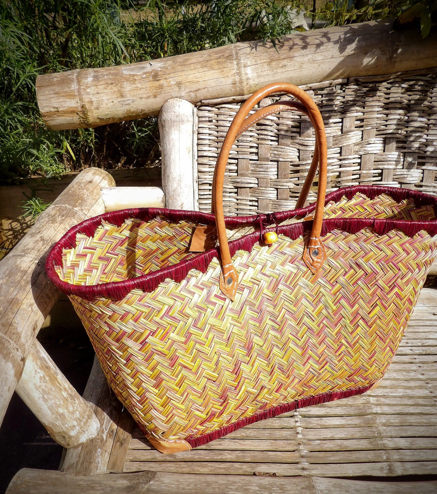 Large Deluxe Basket - Burgundy & Yellow