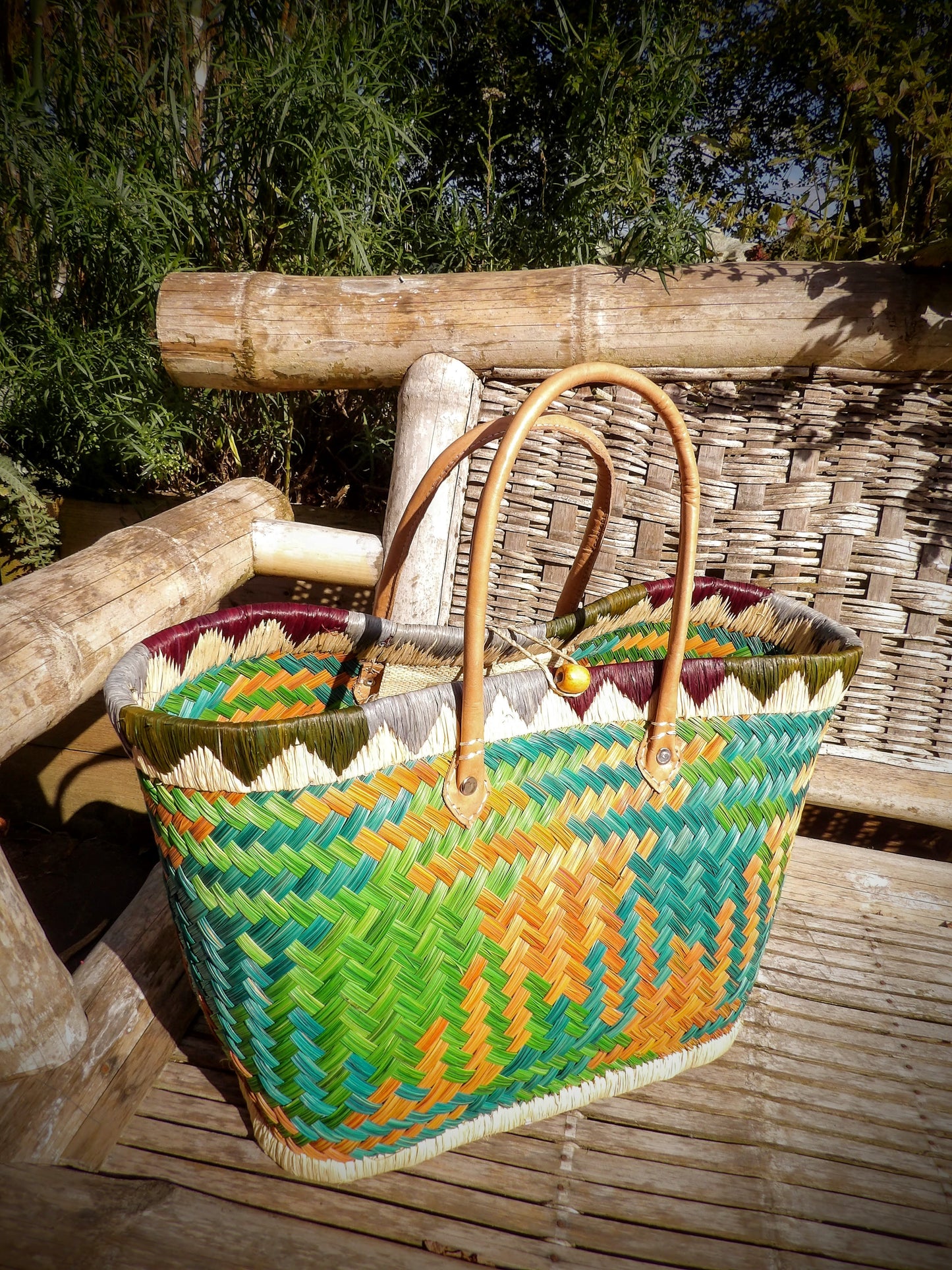 Medium Basket - Turquoise, Orange & Lime