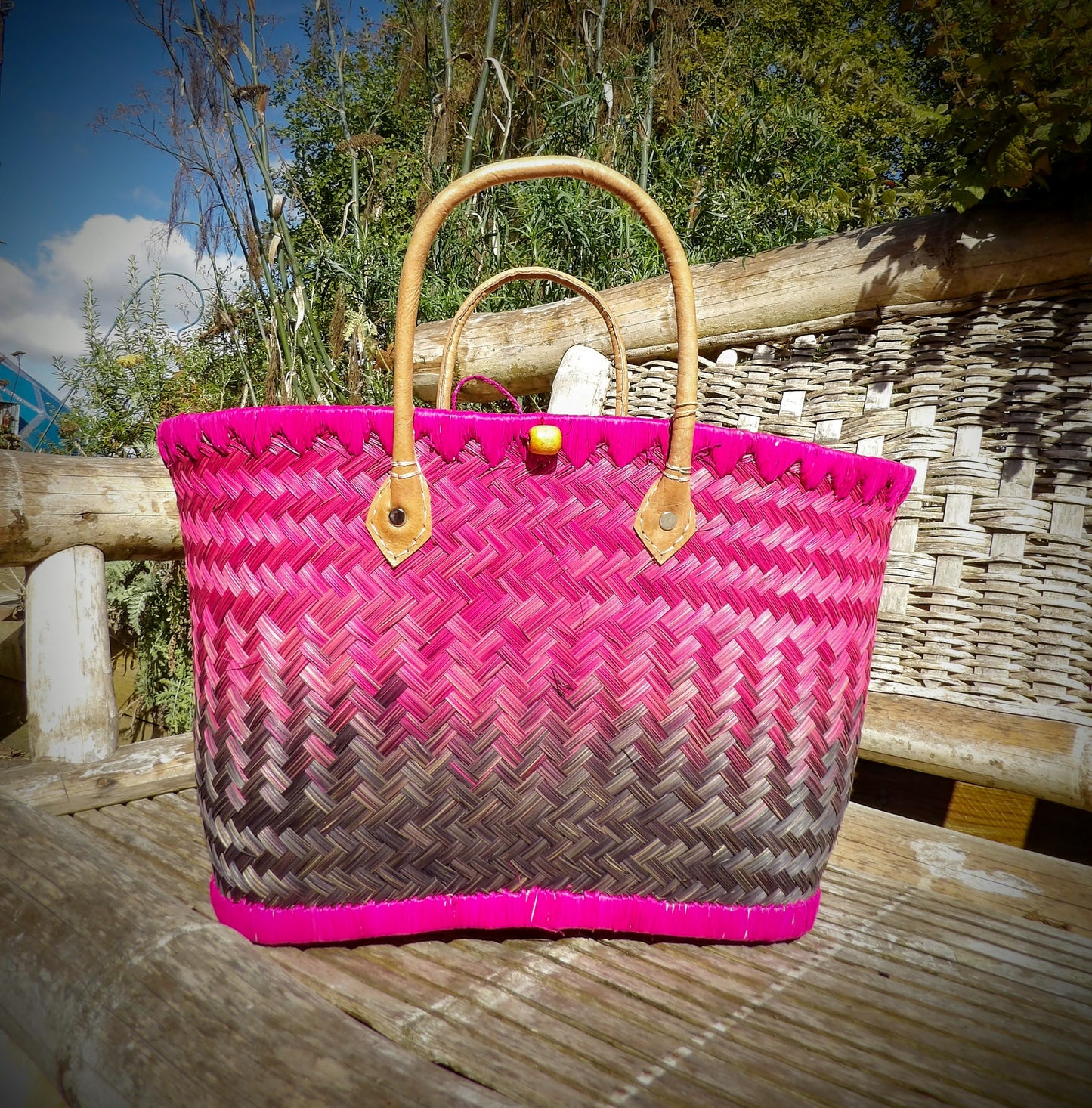 Medium Basket - Grey & Pink Ombre