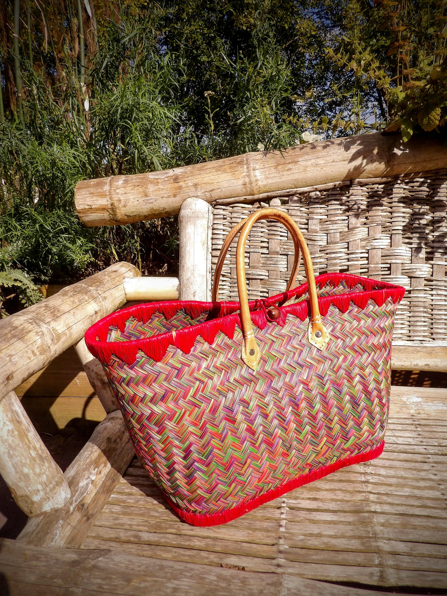 Medium Basket - Red Multi Weave