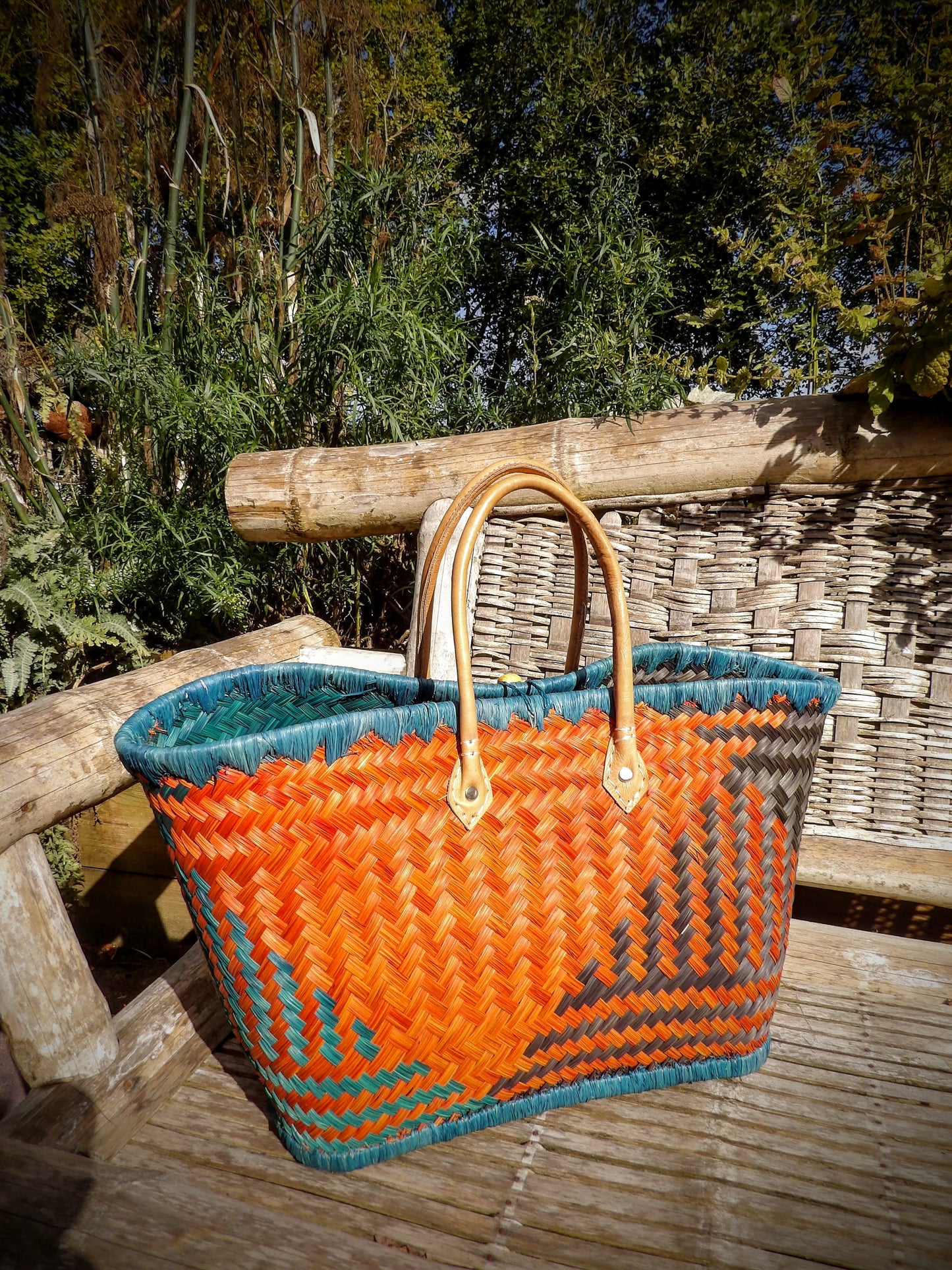 Medium Basket - Orange, Turquoise & Black