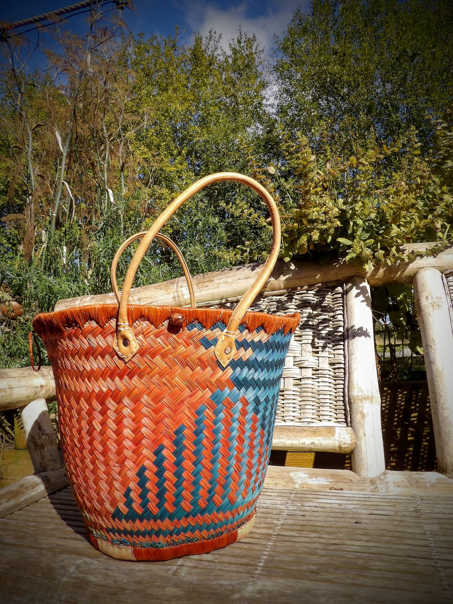 Round Basket - Russet Blue