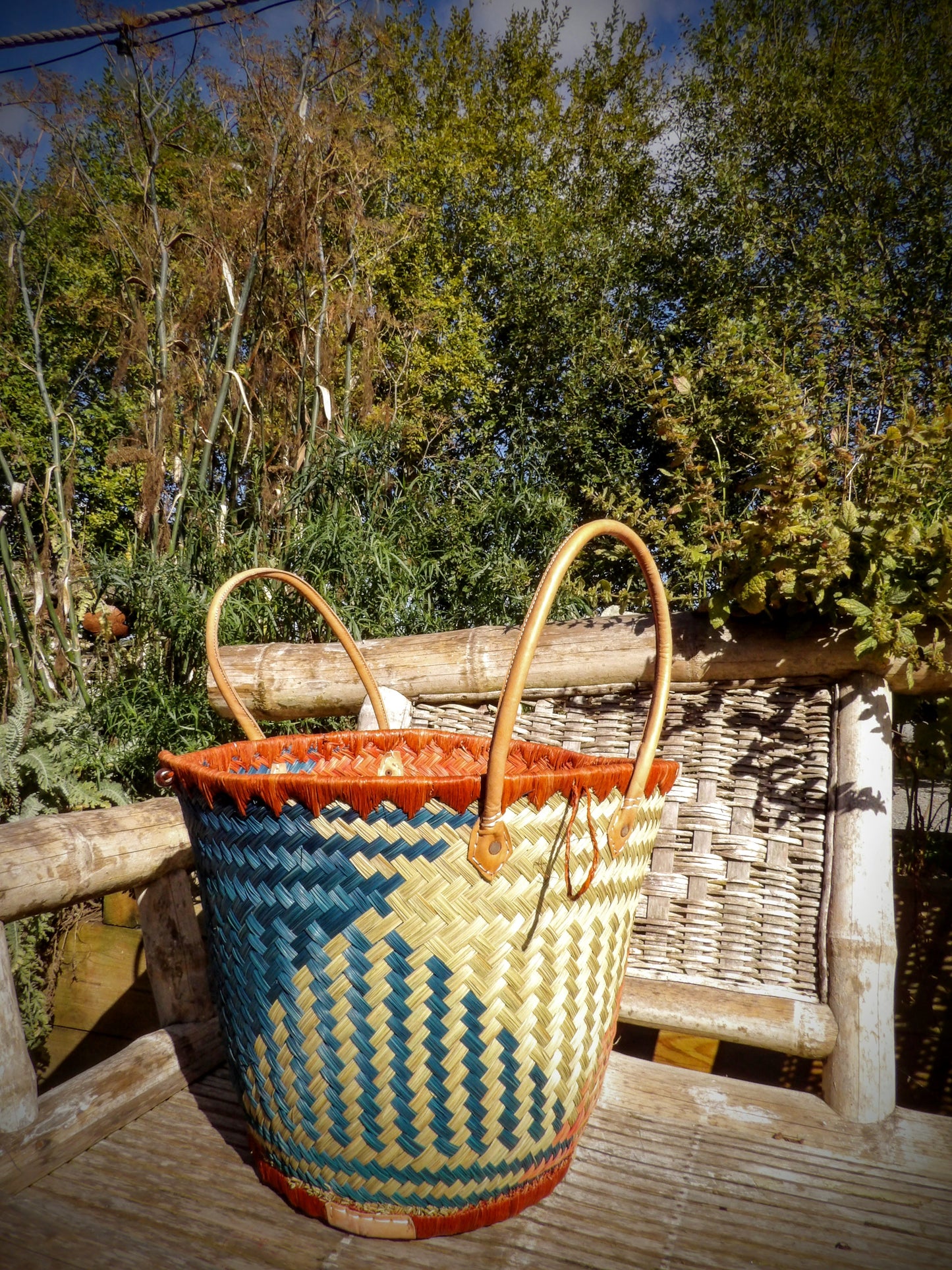 Round Basket - Russet Blue