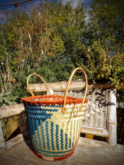 Round Basket - Russet Blue