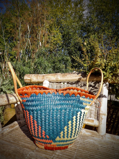 Round Basket - Russet Blue