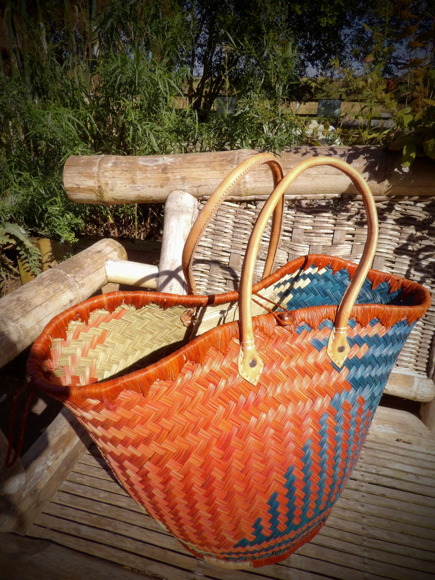 Round Basket - Russet Blue