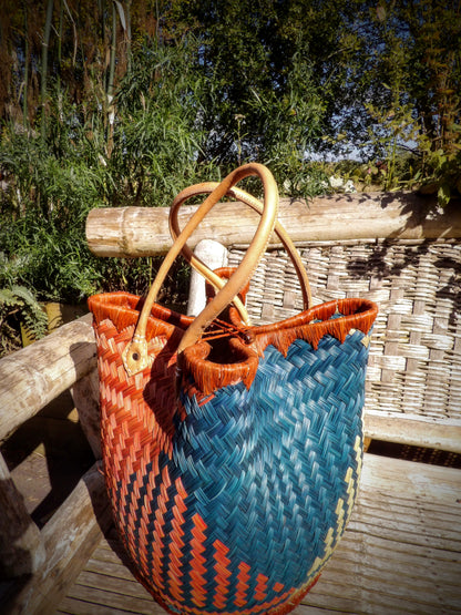 Round Basket - Russet Blue