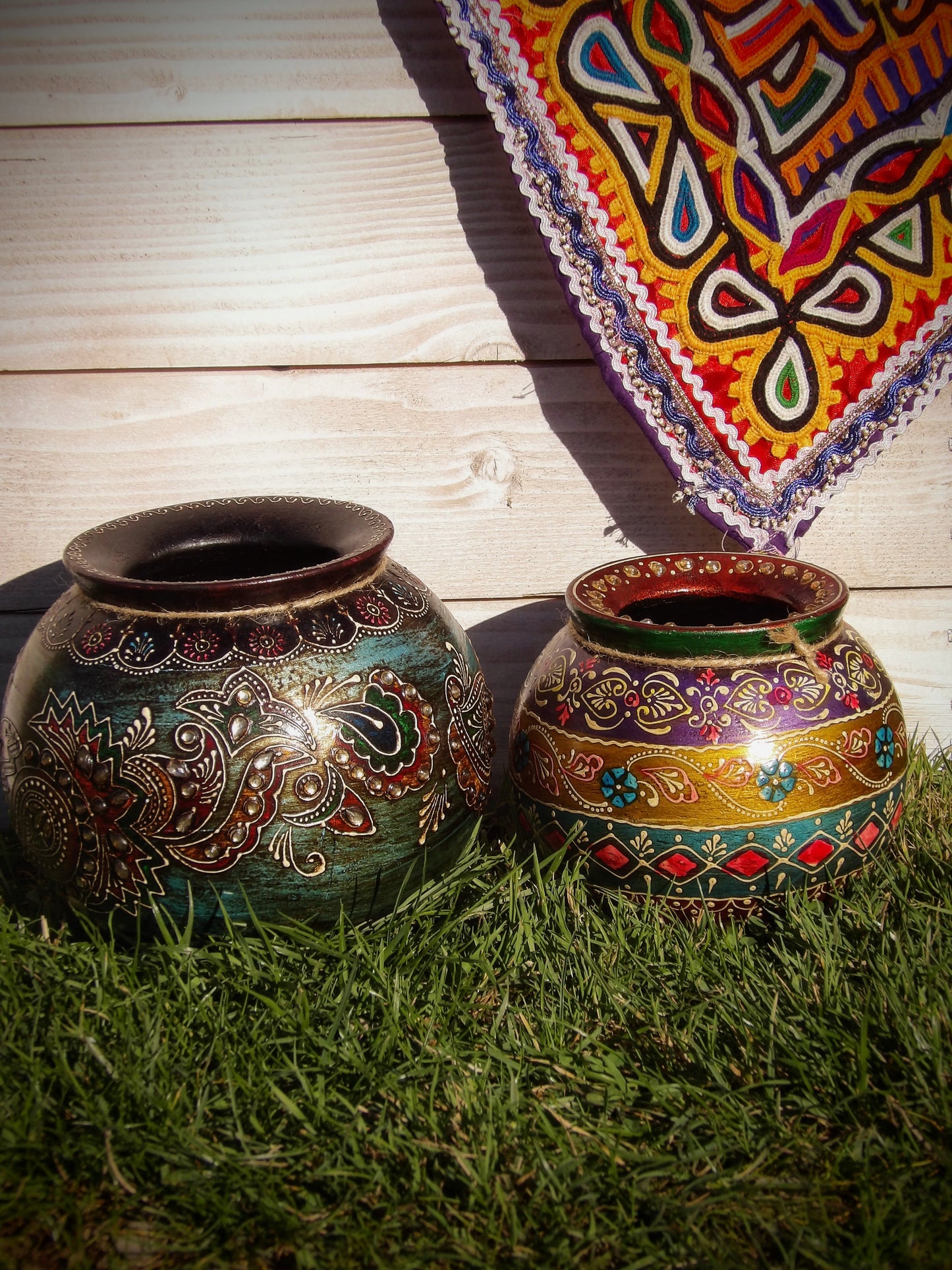 Hand Painted Wooden Pot