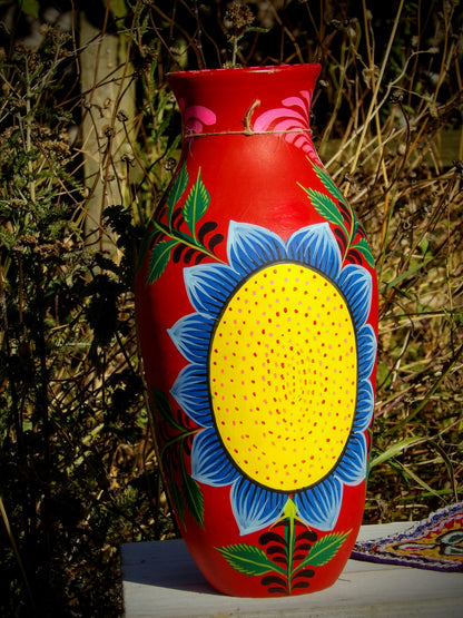 Handpainted Terracotta Sunflower Vase