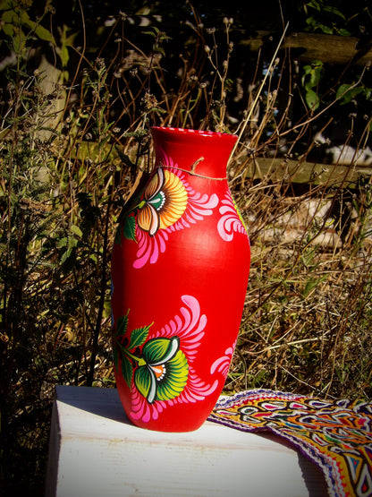 Handpainted Terracotta Sunflower Vase