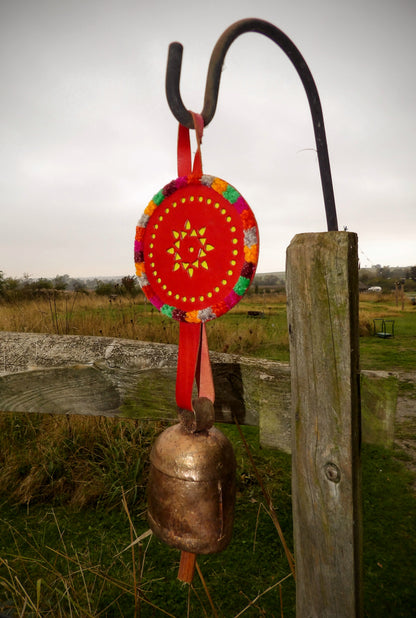 Kutch Copper Coated Bell with Leather Belt - Round