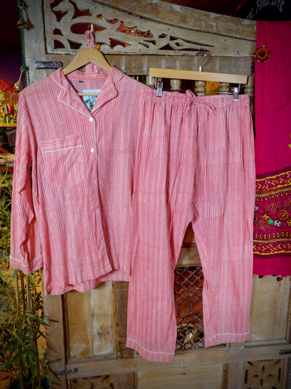 Indian Pjs - M Pale Pink Stripe