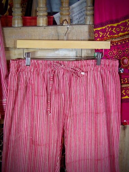 Indian Pjs - L Dark Pink Stripe