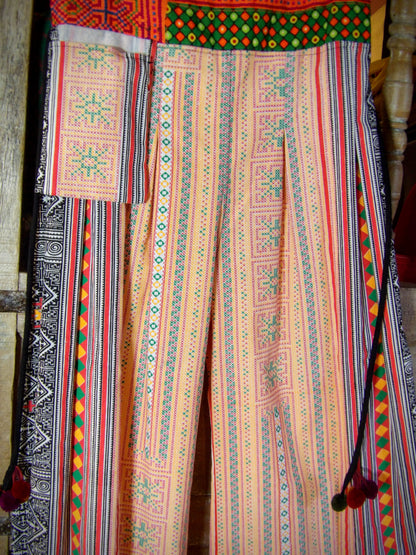 Hmong Tribal Gauchos - Cream