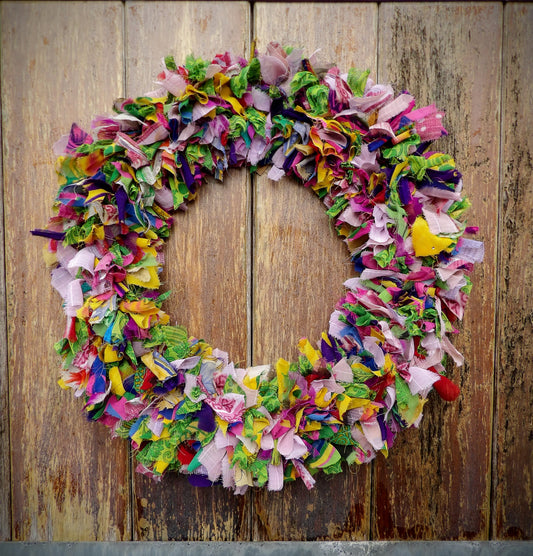 Recycled Sari Wreath Multicolour Large