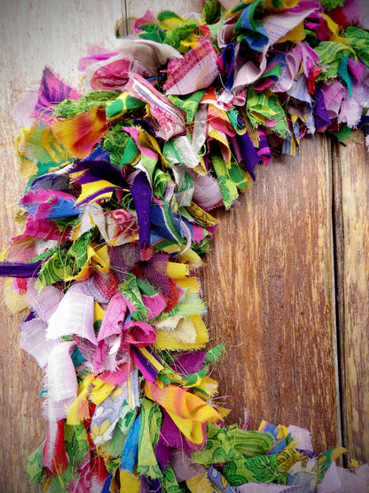 Recycled Sari Wreath Multicolour Large