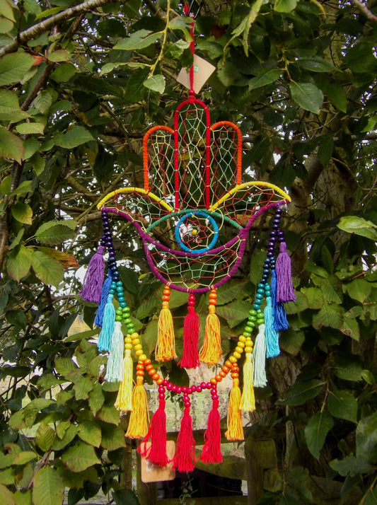 Hamsa Hand Dreamcatcher - Rainbow colours