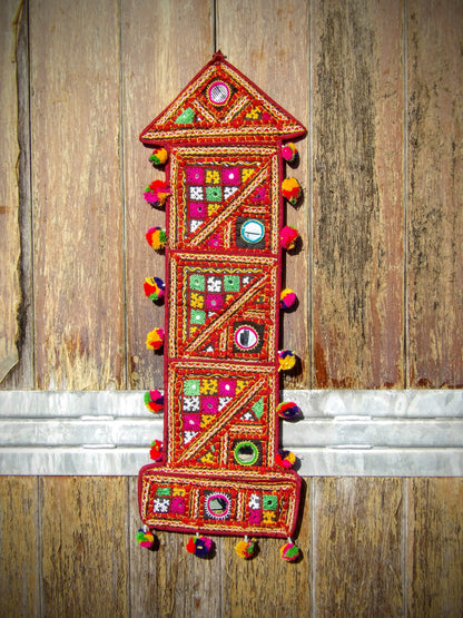 Mirror Work Kutch Hand Embroidered Kalash Wall Hanging