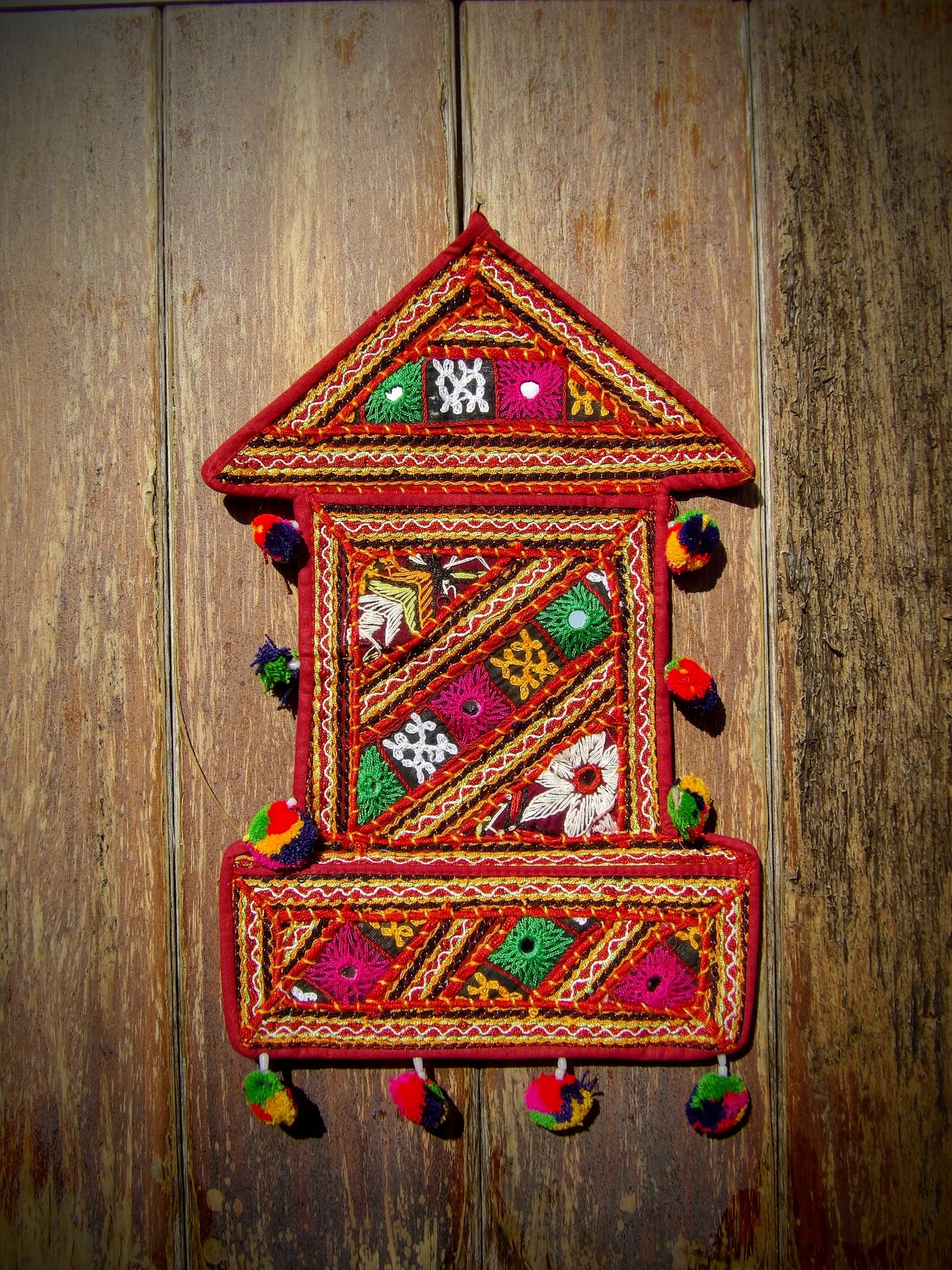 Mirror Work Kutch Hand Embroidered Kalash Wall Hanging