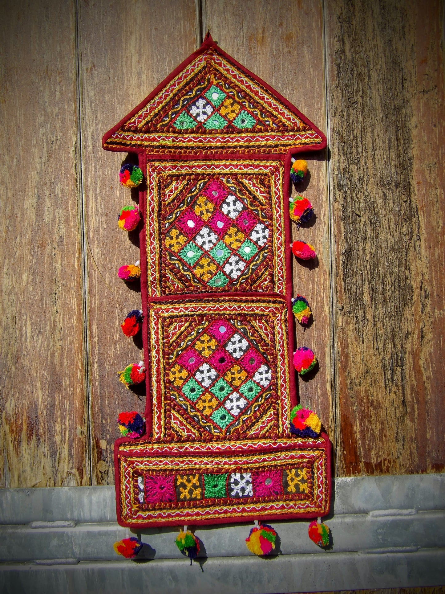 Mirror Work Kutch Hand Embroidered Kalash Wall Hanging