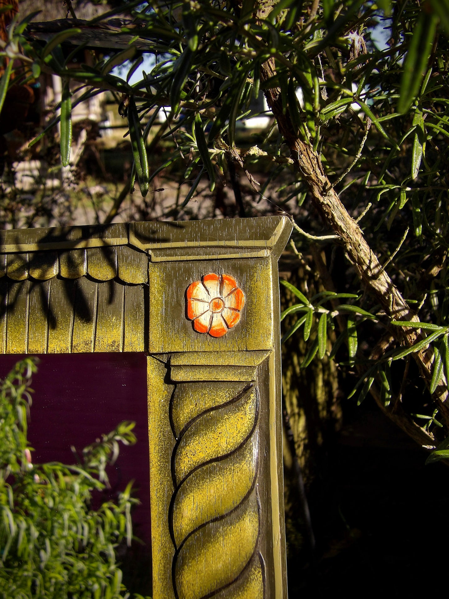 Indian Mirror- Green with flowers