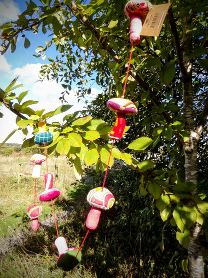 Recycled Sari Garland - Mushrooms