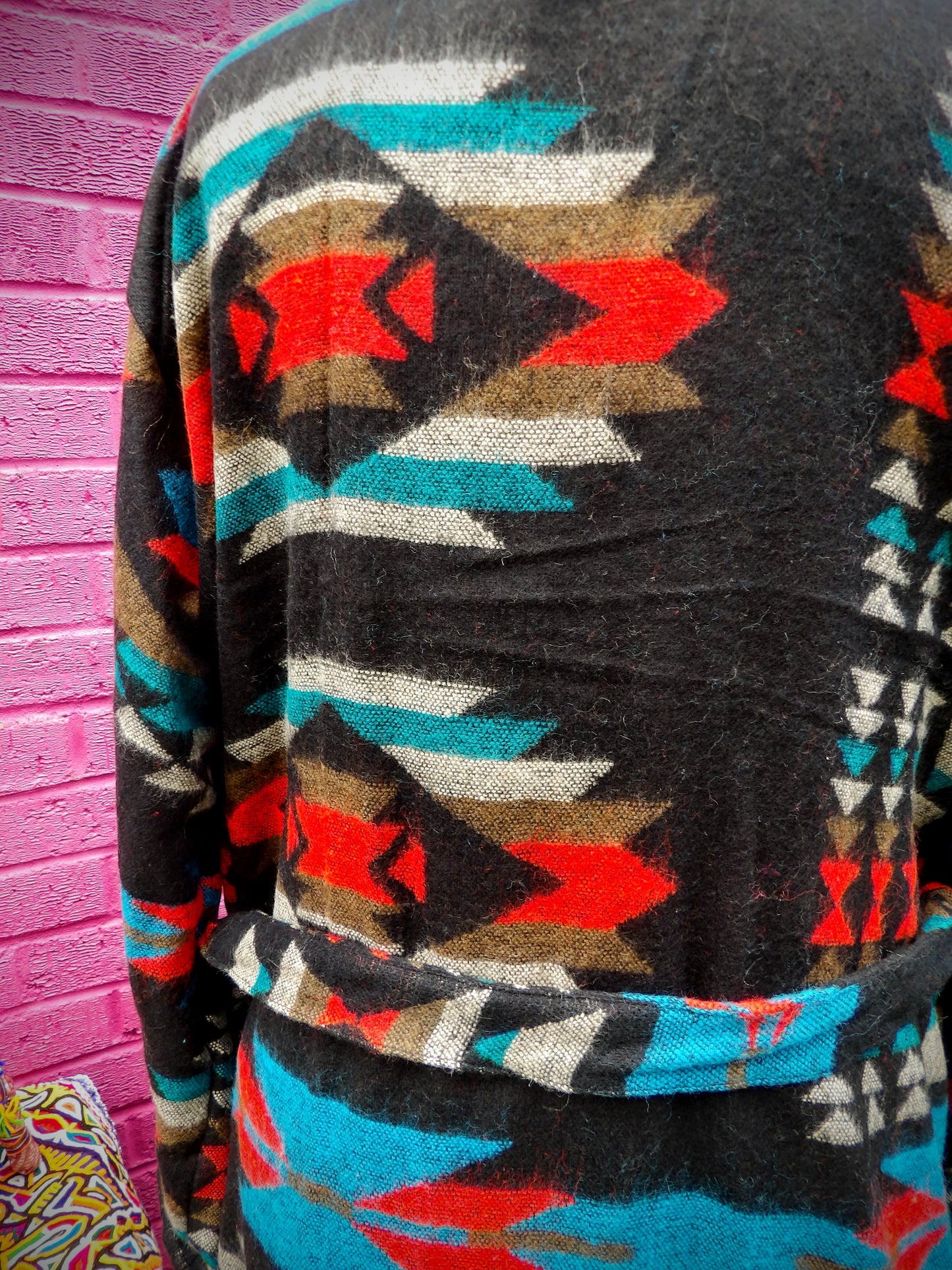 Unisex Yak Wool House Coat -Aztec - Black & Multi