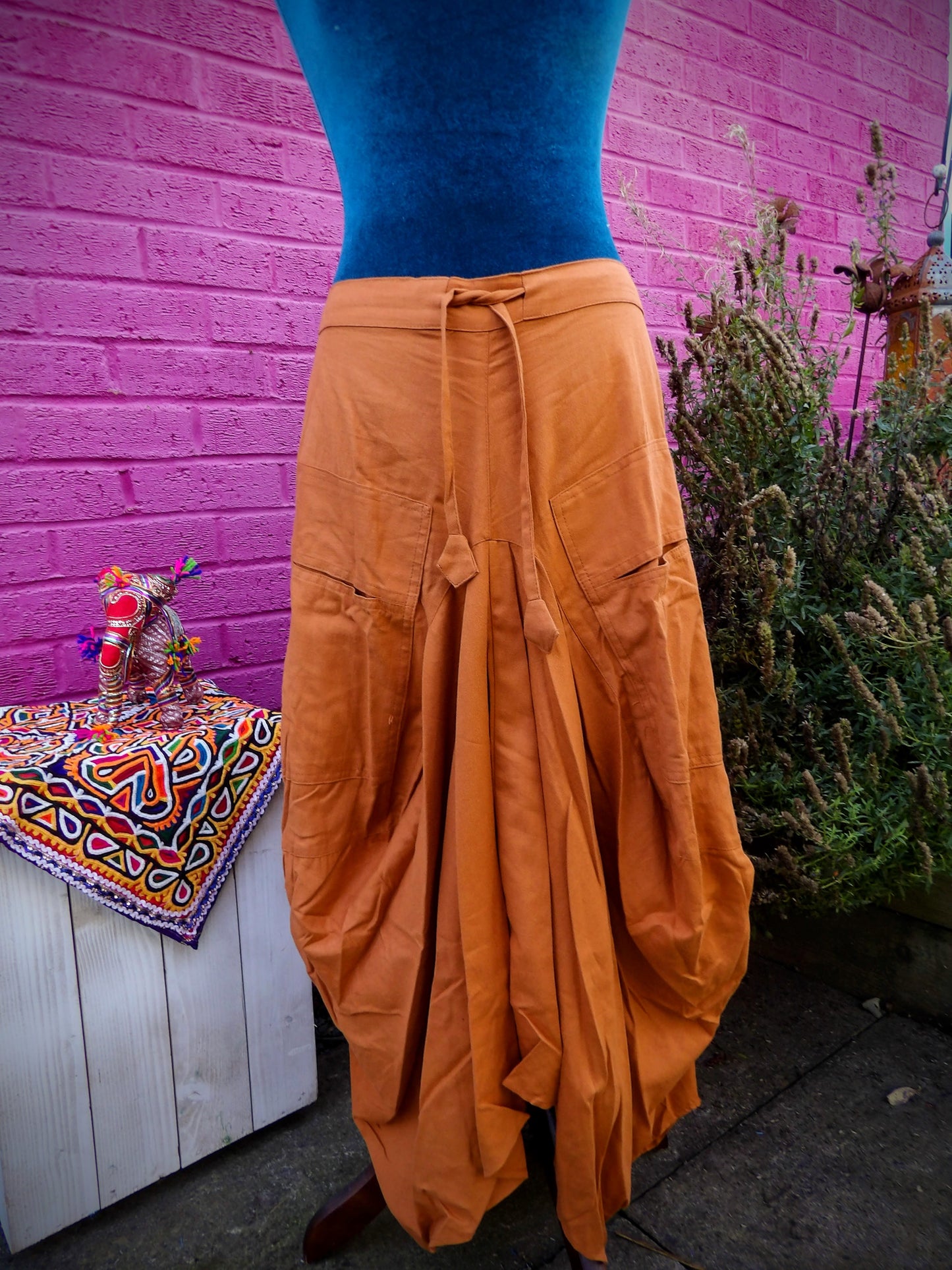 Oversized Pocket Long Boho Skirt - Mustard