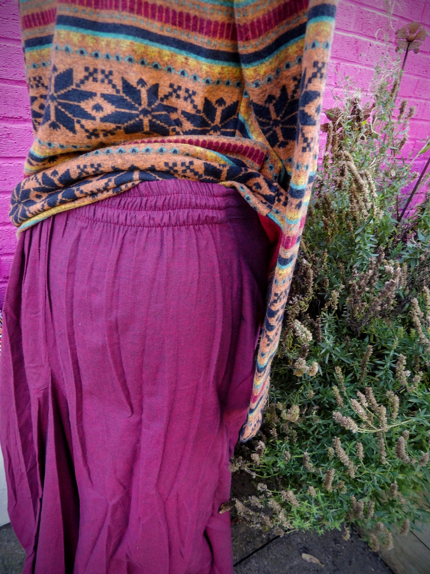 Oversized Pocket Long Boho Skirt - Maroon