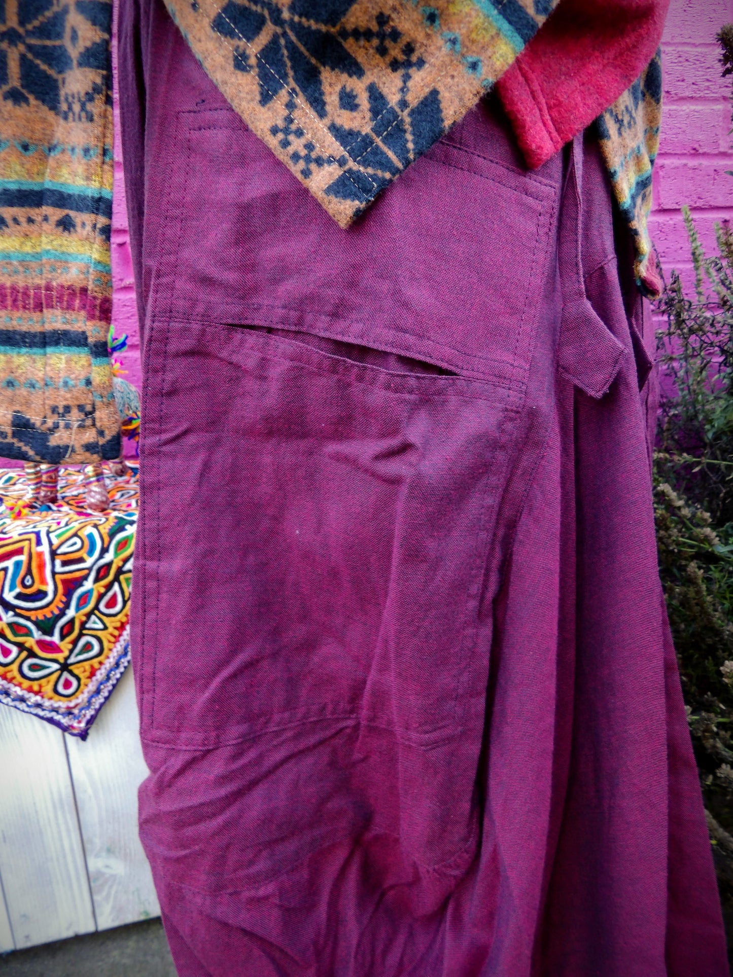 Oversized Pocket Long Boho Skirt - Maroon