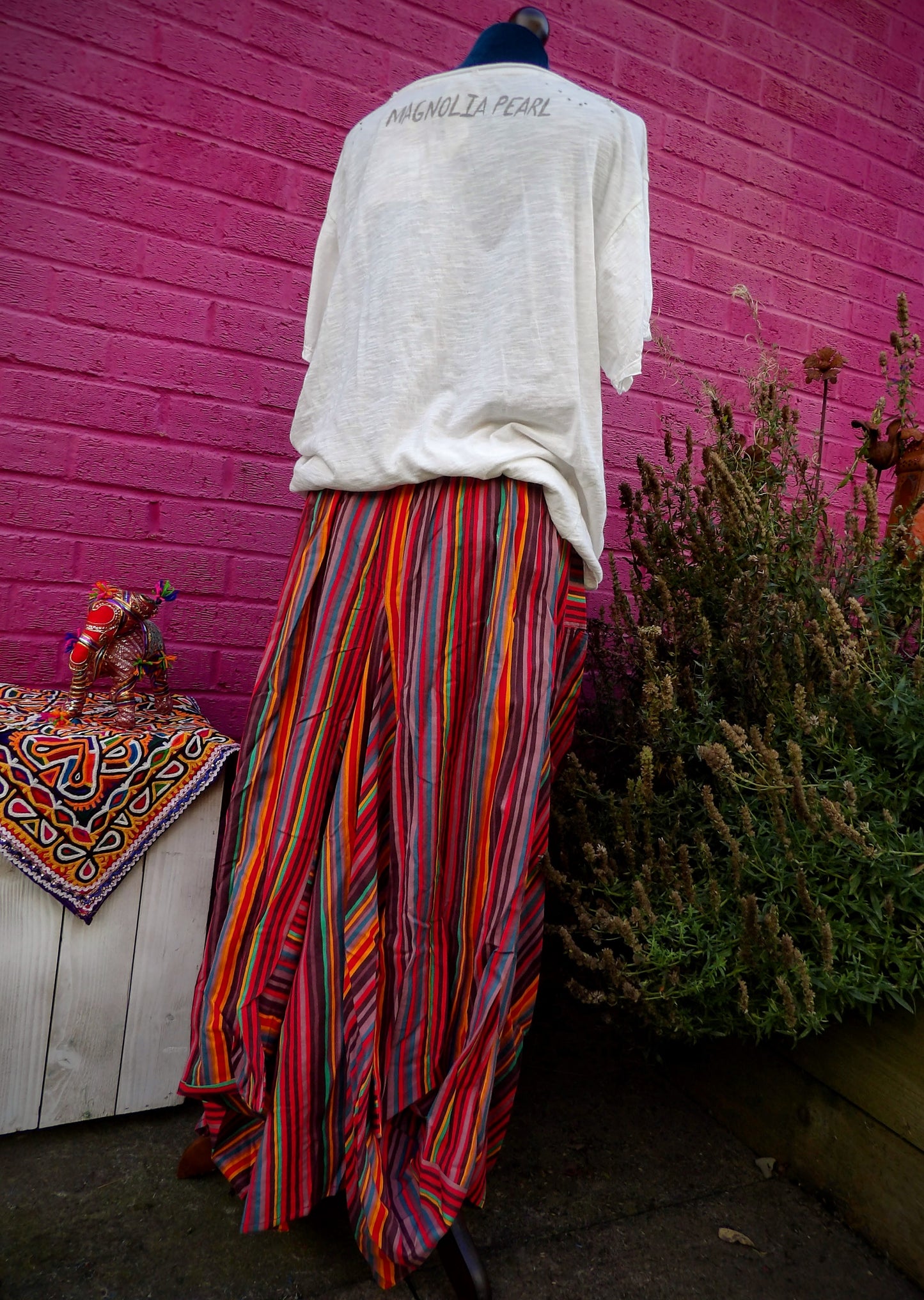 Oversized Pocket Long Boho Skirt - Stripe