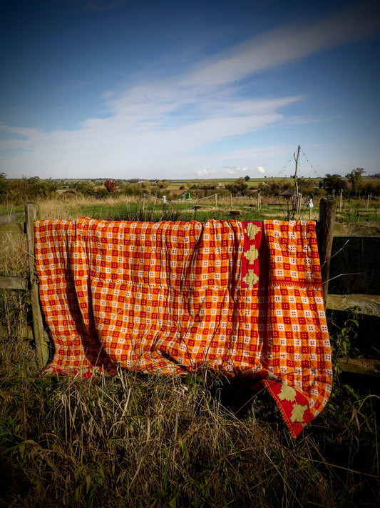 Kantha Quilted Throw - Checkered