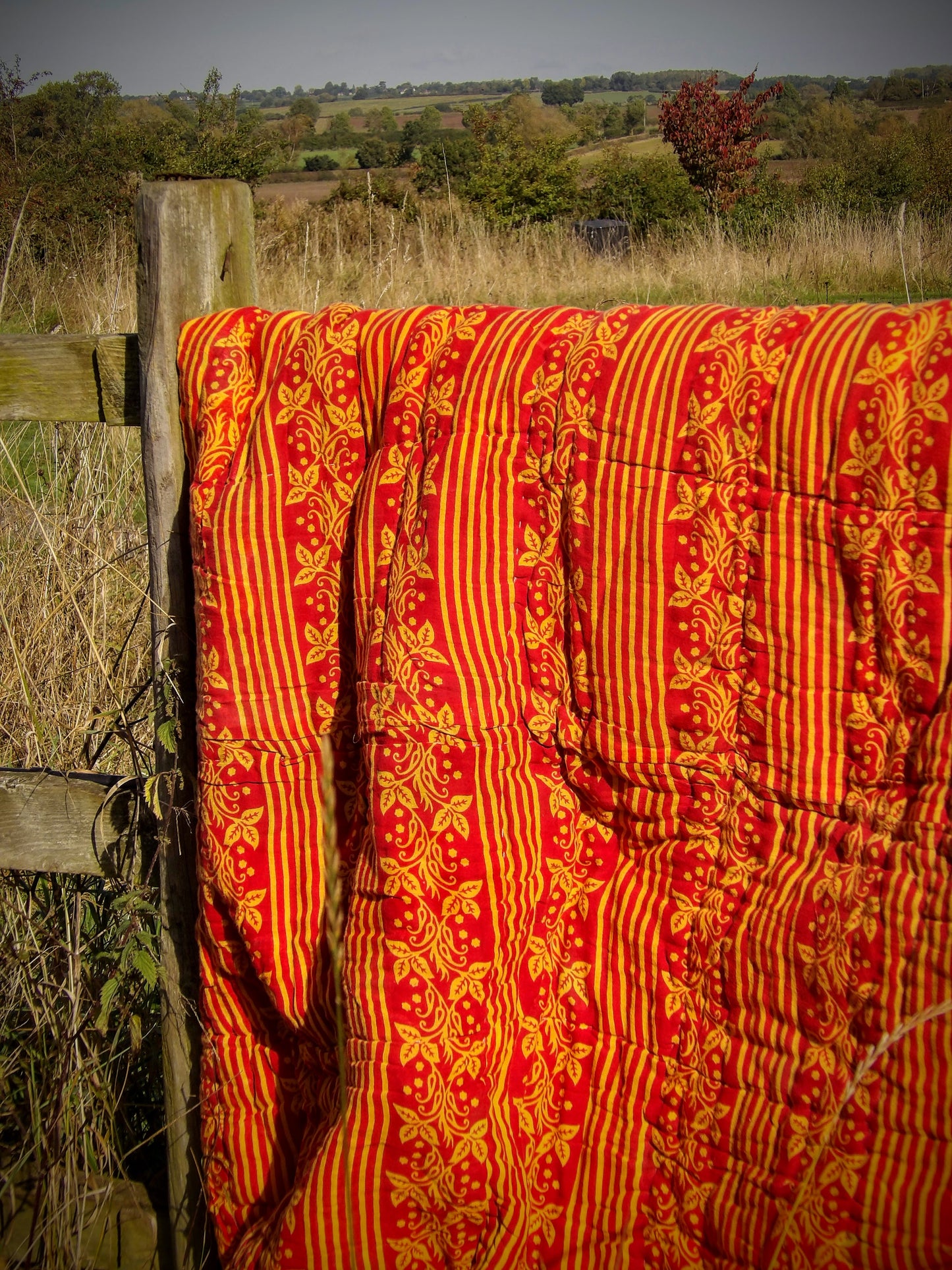 Kantha Quilted Throw - Checkered