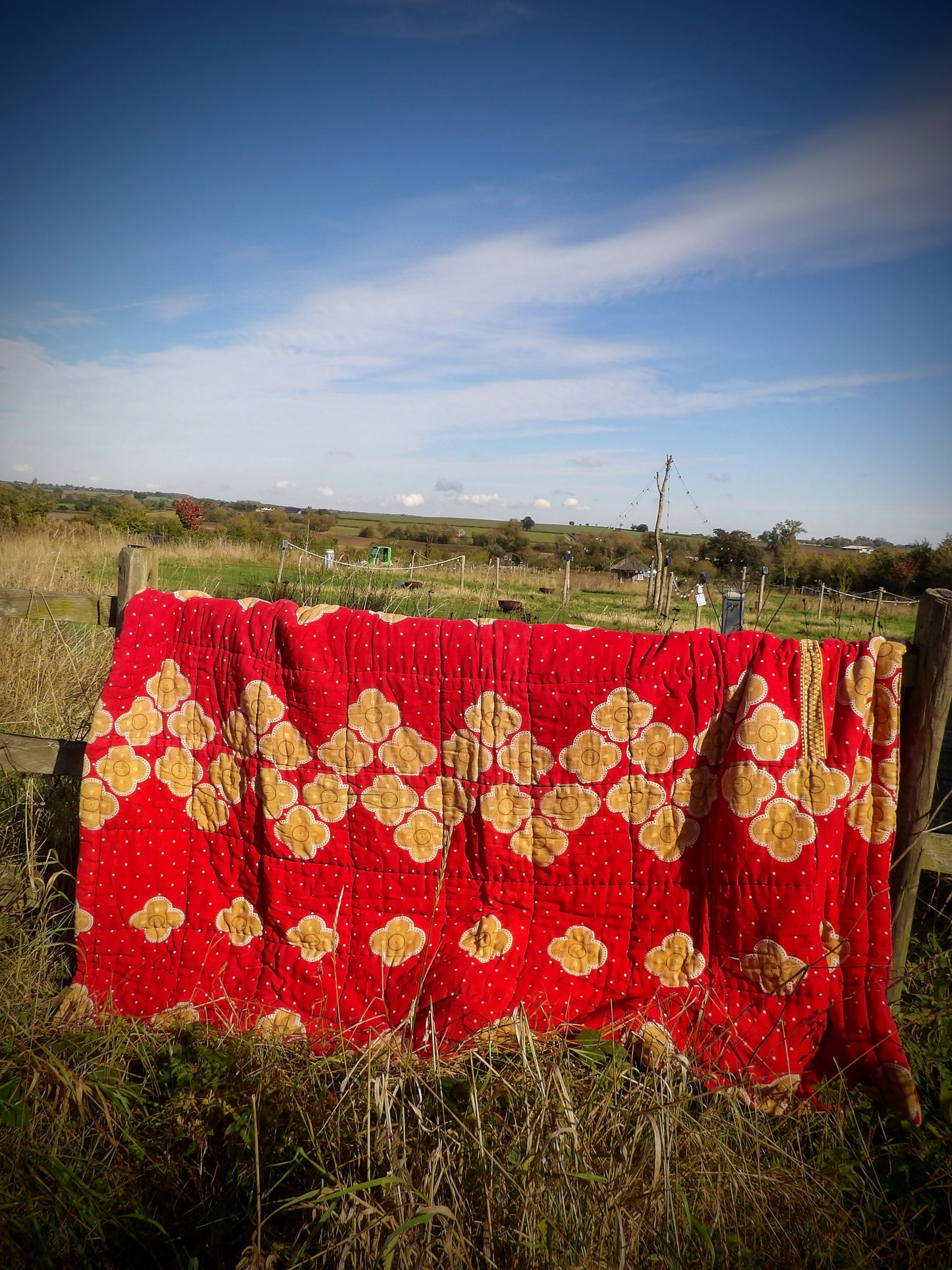 Kantha Quilted Throw - Flowers